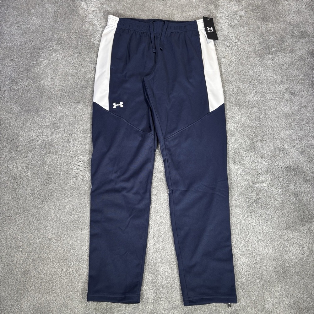 Under Armour Rival Knit Track Pants Womens Small Blue Striped Loose Athletic NWT